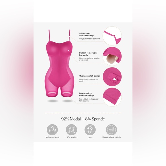 Popilush Shapewear Spaghetti Strap Pink Dress - Picture 4 of 7